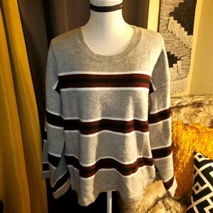 Grey Striped Philosophy Sweater